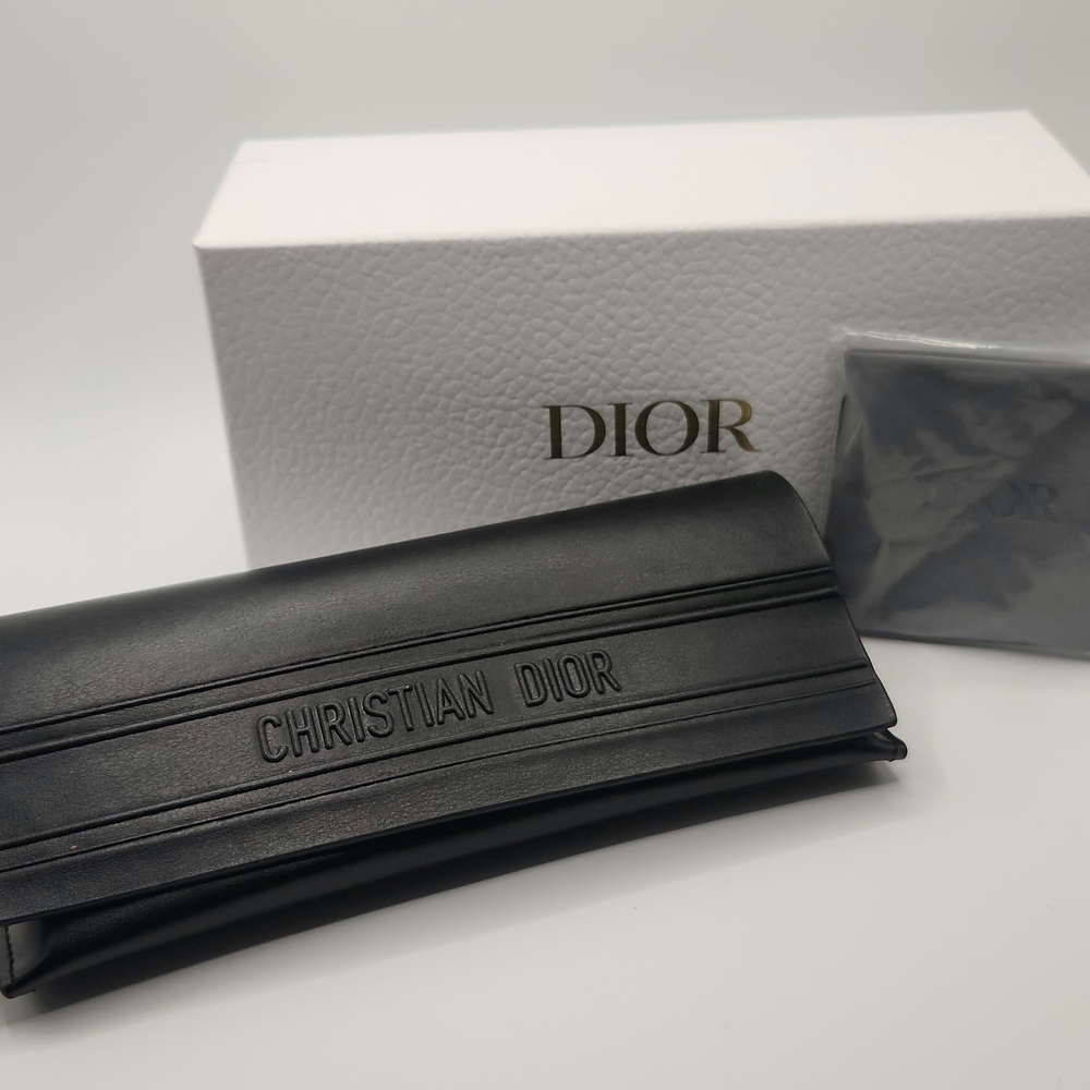 Dior Black Soft Leather Glasses Case w/ Cloth and Box